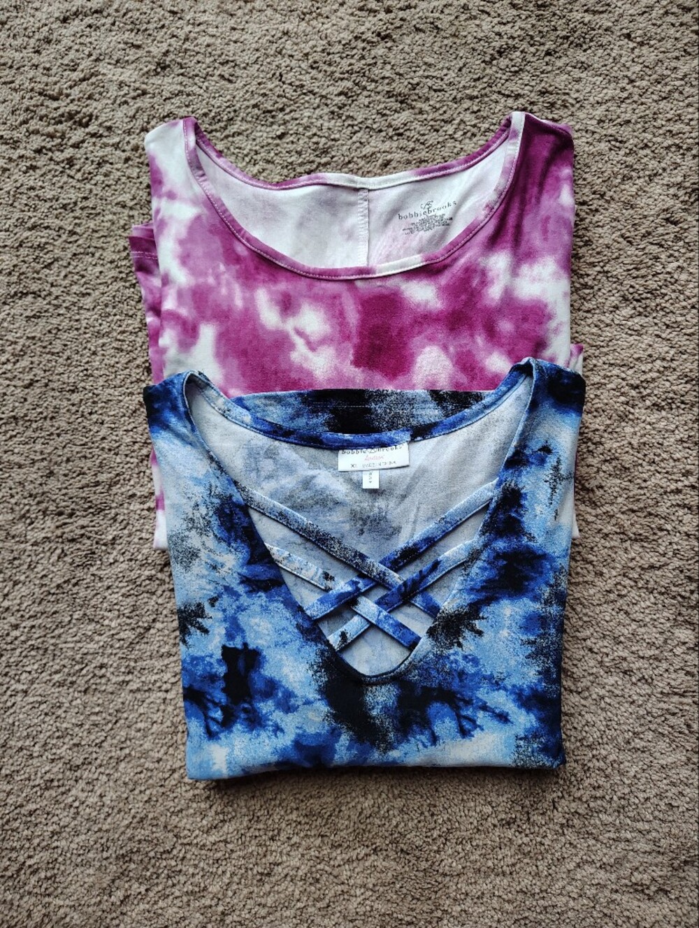 Blue Tie-Dye Crisscross V-Neck Women's Dresses